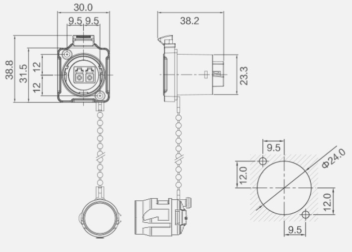 Scheme of a sealed LC duplex connector