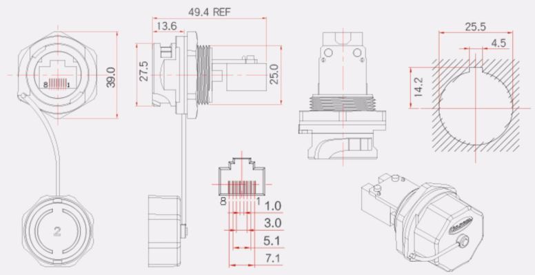 Sealed RJ45 connector